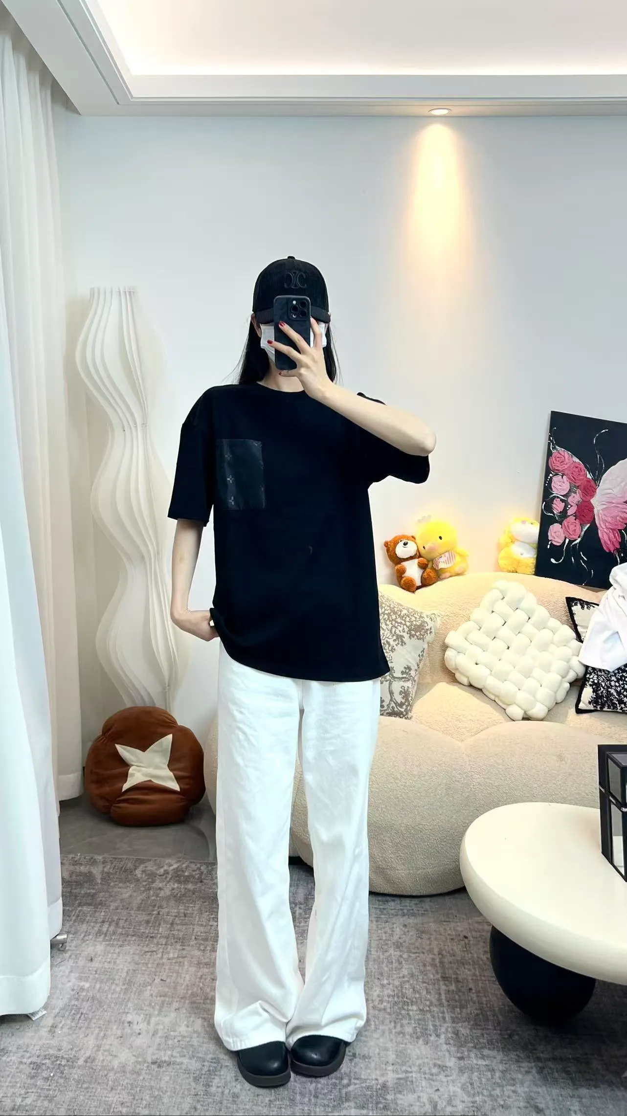 Louis Vuitton/Louis Vuitton 26ss nylon pocket presbyopic print short sleeves